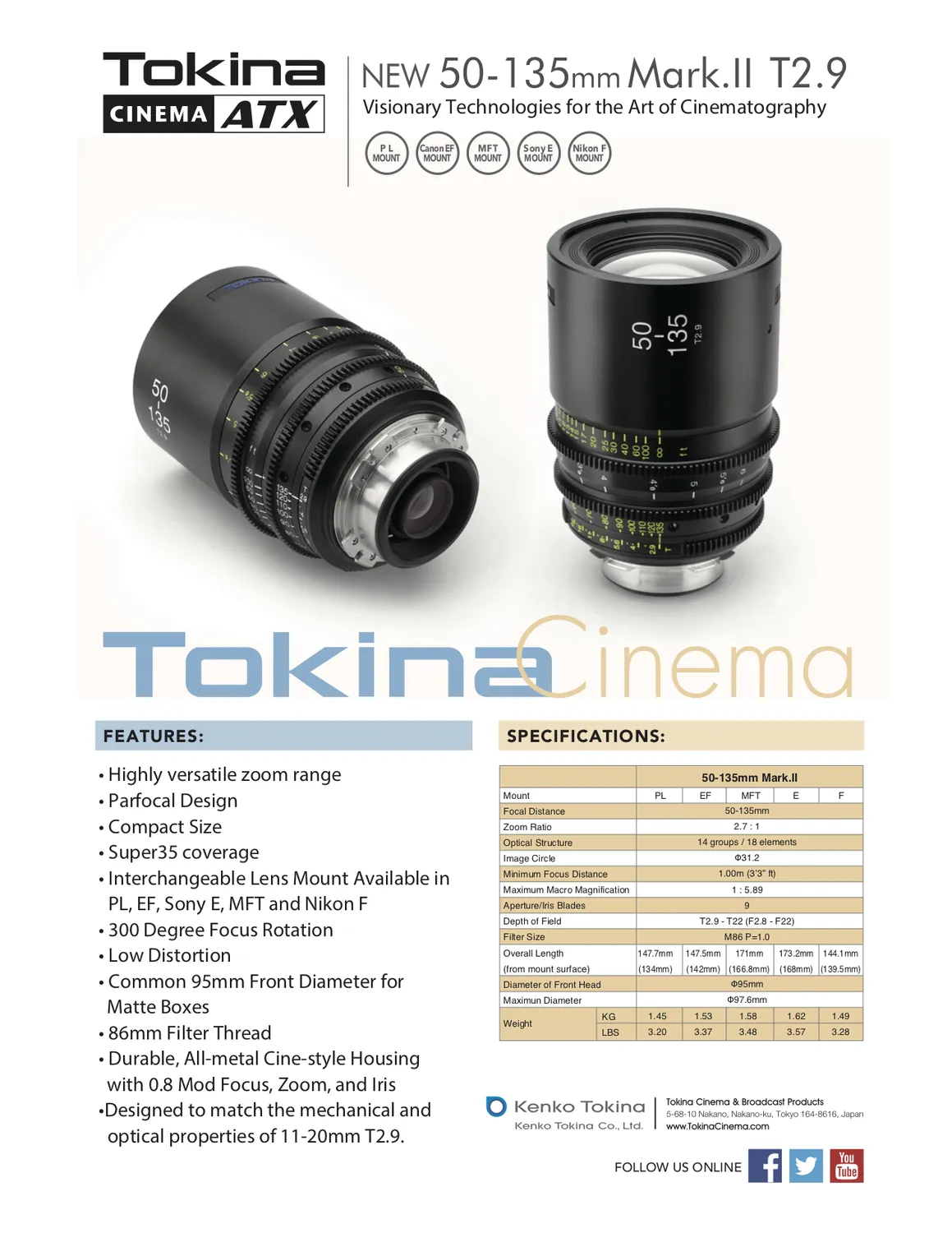 50-135mm T2.9 MKII Spec Sheet